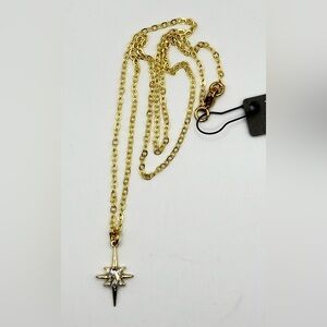 VB&Co Gold Crystal Starburst Pendant Necklace